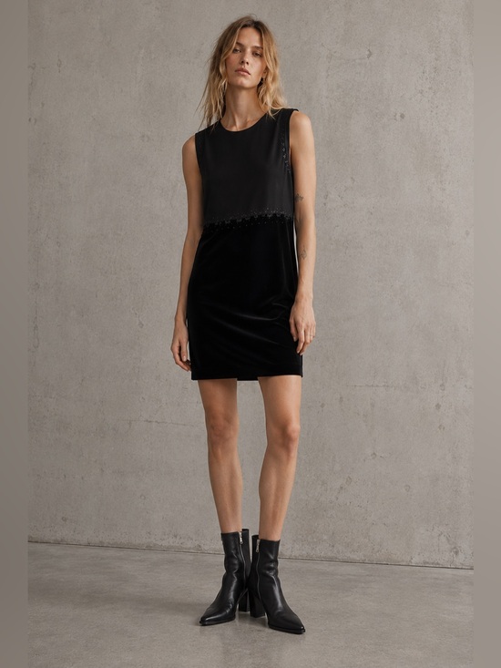 Ann Taylor Dresses & Skirts - Vintage Ann Taylor Petite Beaded Silk velvet Size 12 Black Sleeveless Mini Dress